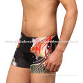 Sublimation Print Black Men's Swim Trunk, Made of 80% Polyamide and 20% Elastane